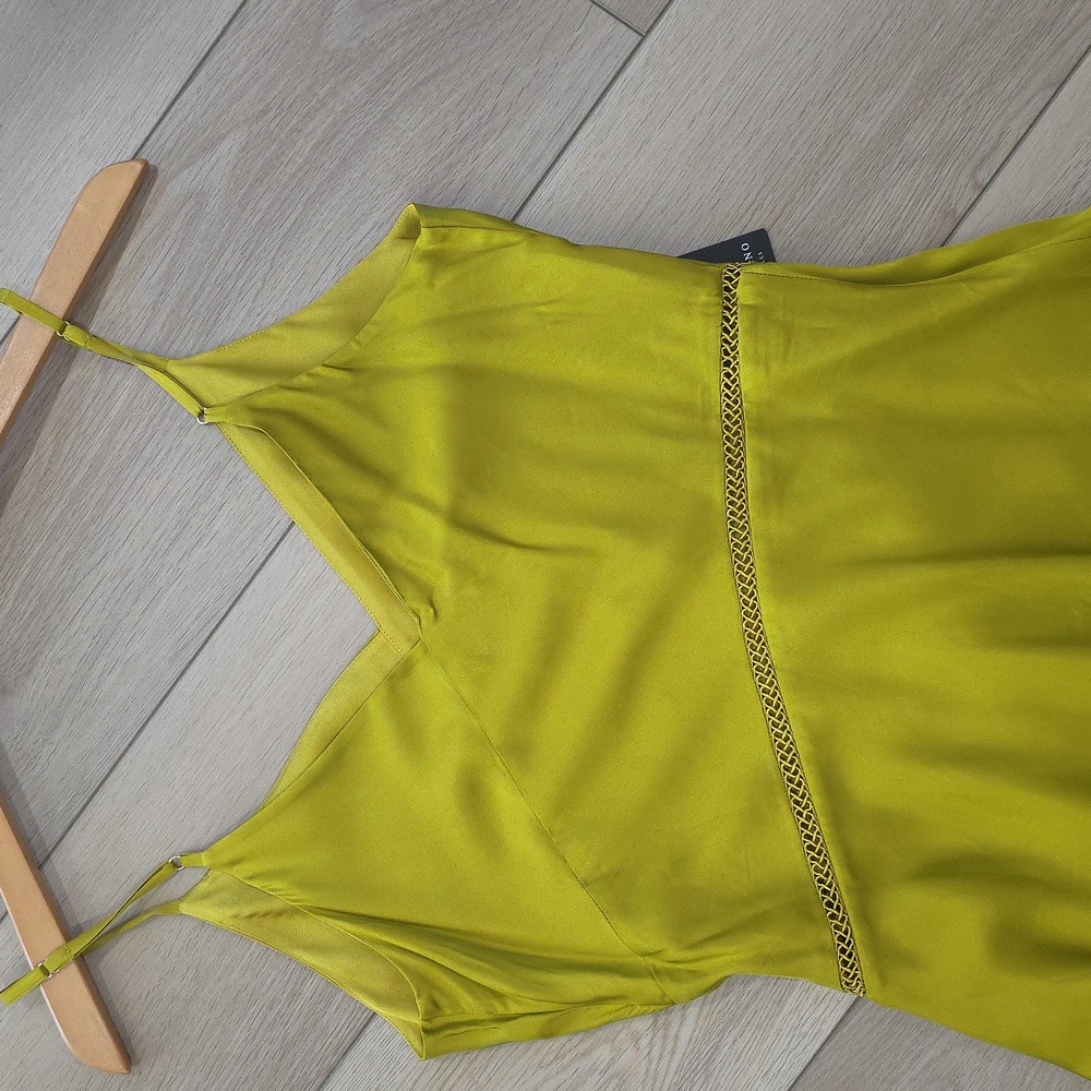 Marciano Satin Slip Dress in Chartreuse - Picture 8 of 14